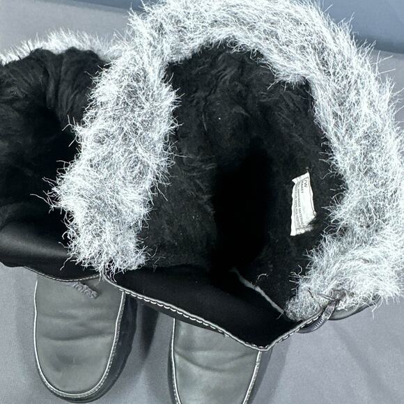 Totes Rogan Winter Boot 7W Gray Shiny Faux Fur Y2K School Snow Puffy Streetwear - Picture 11 of 15